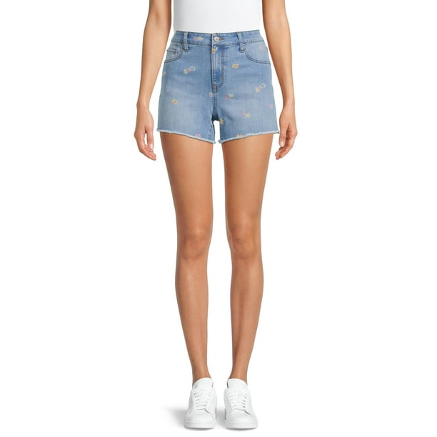 No Boundaries Junior's Destructed Denim MidRise Shorts