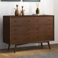 thumbnail image 4 of Allora Mid-Century Modern 6-Drawer Dresser Solid Wood in Brown, 4 of 6