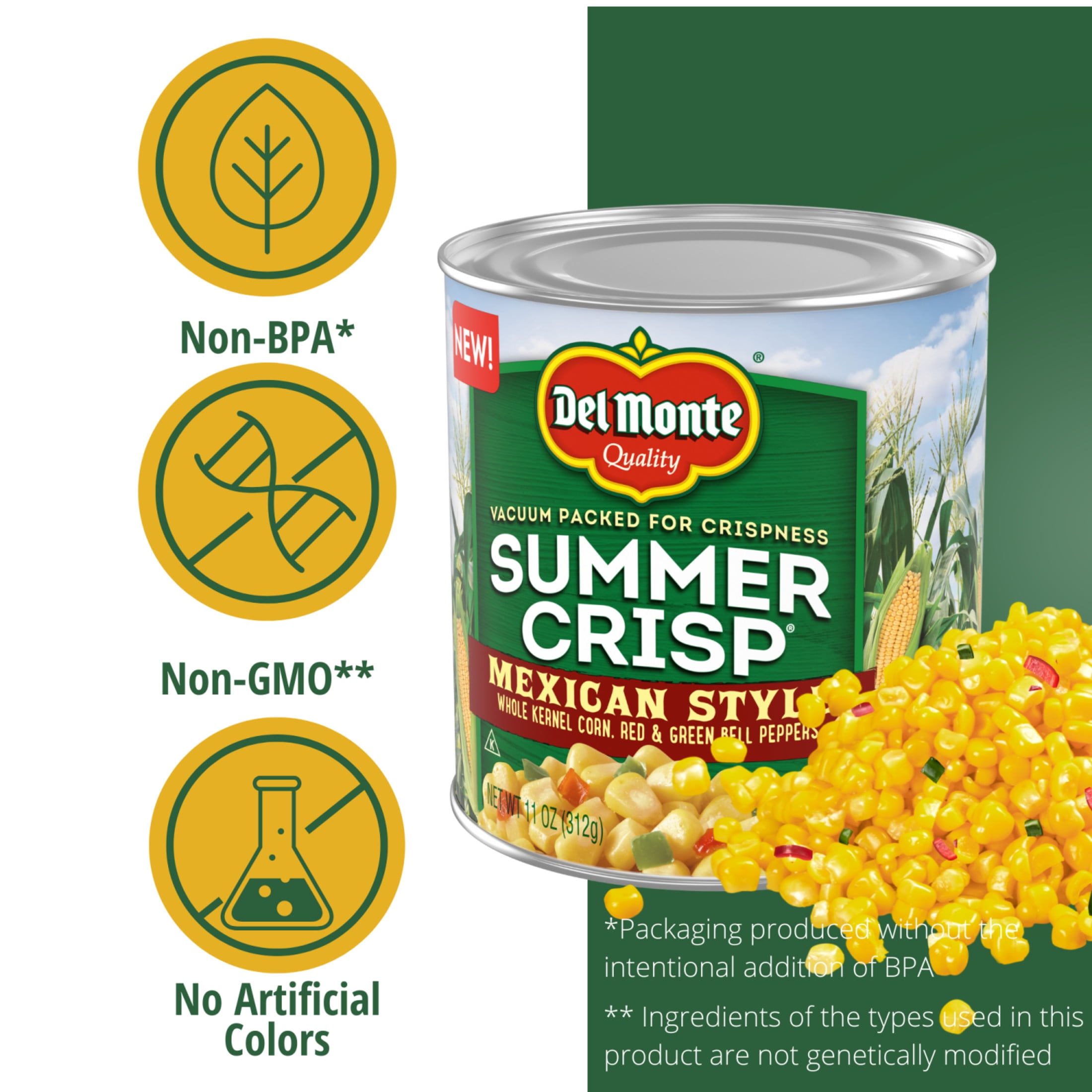 (12 pack) Del Monte Summer Crisp Mexican Style Corn 11 oz Can, Canned Vegetables
