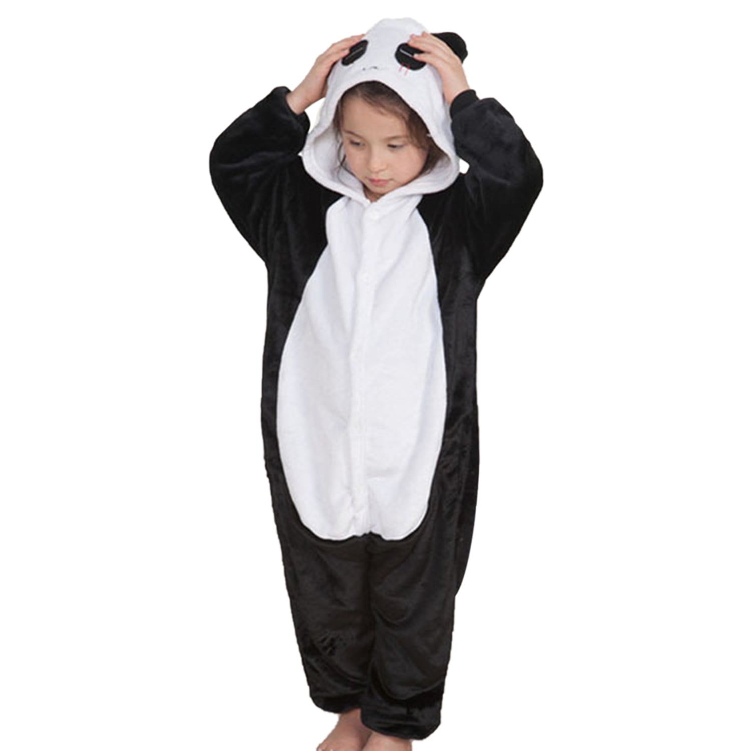 Unisex Panda Parent-Child One-Piece Pajamas Flannel Animal Pajamas ...