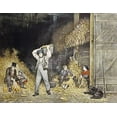thumbnail image 2 of Ives, Currier and 18x15 White Modern Wood Framed Museum Art Print Titled - Husking, 2 of 4