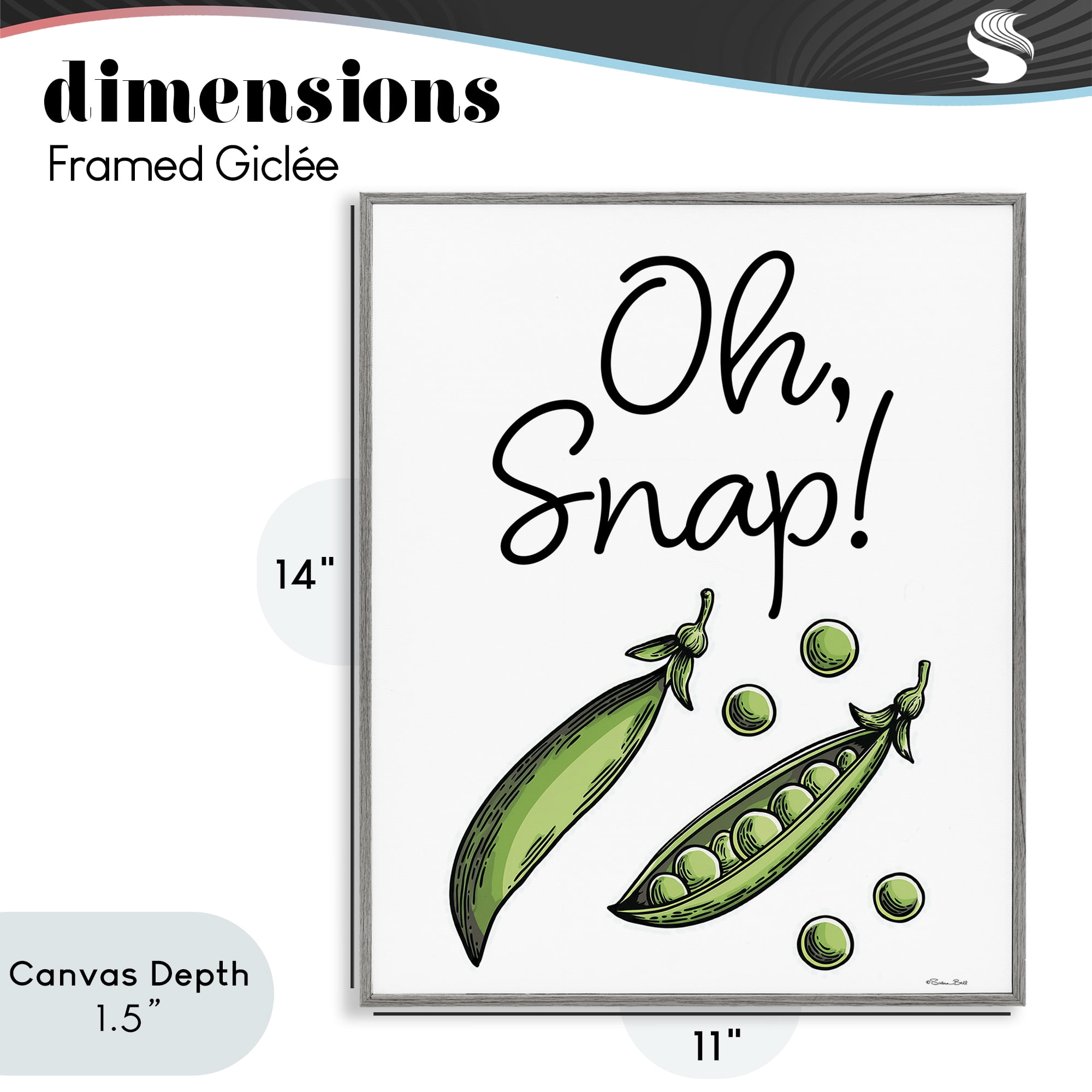 Stupell Industries Oh Snap Peas Gray Framed Giclee Art, design by Susan Ball