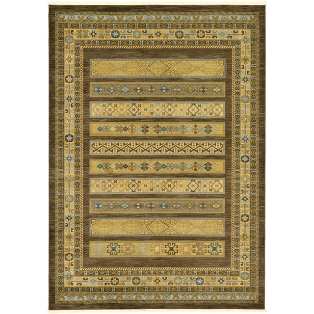Unique Loom Fars Collection Tapis Tribal Moderne Zone Décontractée, 8 x 11 Pieds, Brun/beige