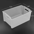 thumbnail image 2 of Organizador apilable de plástico para compartimiento de congelador y cesta de almacenamiento de refrigerador, mate transparente, 4 paquetes, 2 of 7