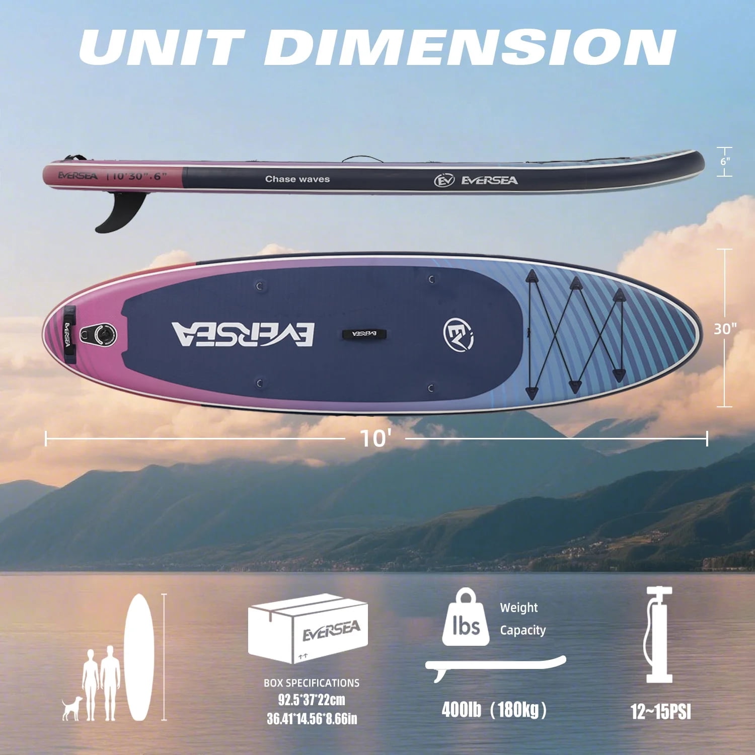 Rayocon Inflatable Paddle Board for Adults, 10' Stand Up SUP Board, Lightweight All-Around Paddle Board with Non-Slip EVA Deck for Youth & Adults