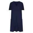 thumbnail image 5 of BLVB Casual Dresses for Women V Neck Plain Loose Summer Short Sleeve T Shirts Dress Short Lounge Dress with Pockets, 5 of 7