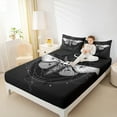 thumbnail image 4 of jejeloiu Gothic Skull Skeleton Twin Sheet Sets,Boho Bohemian Moth Twin Fitted Sheet,Gray Black Flat Sheet For Teens,Breathable Home Decor,3 Pieces, 4 of 7