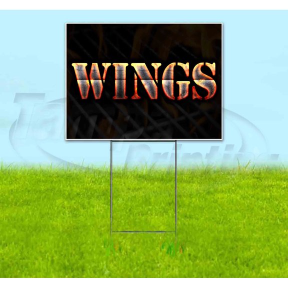 Wings (18" x 24") Yard Sign, Includes Metal Step Stake