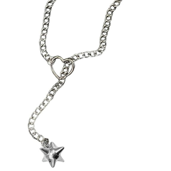 FENOHREFE Fashionable Heart Pendant Choker Necklace Portable Accessory for Women Adjustable Cuban Chain in Gold and Silver