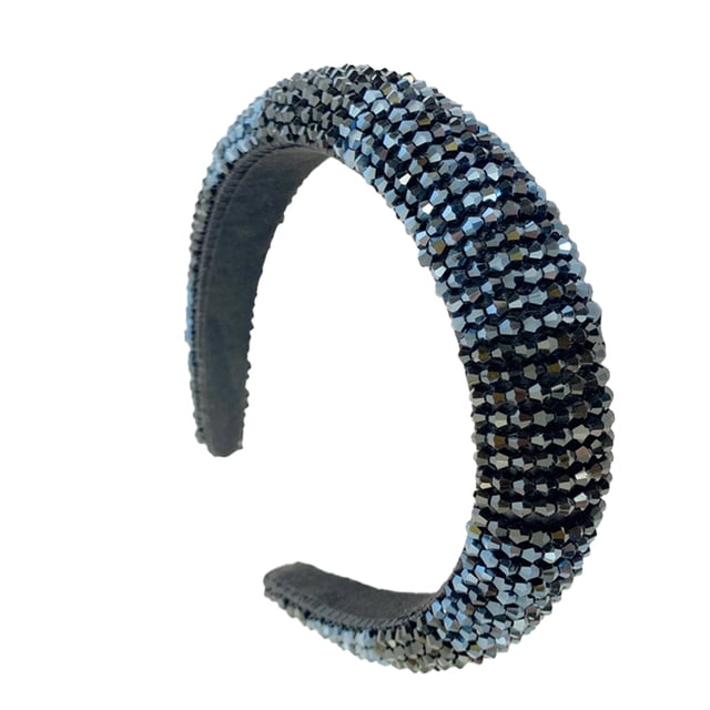 Qarigey Diadema con cuentas de cristal, esponja gruesa Flexible, Color a juego, tejido con diamantes de imitación, tocado para mujer, adorno de boda Accesorio para el cabello azul marino + negro Qarigey AP010972-05B