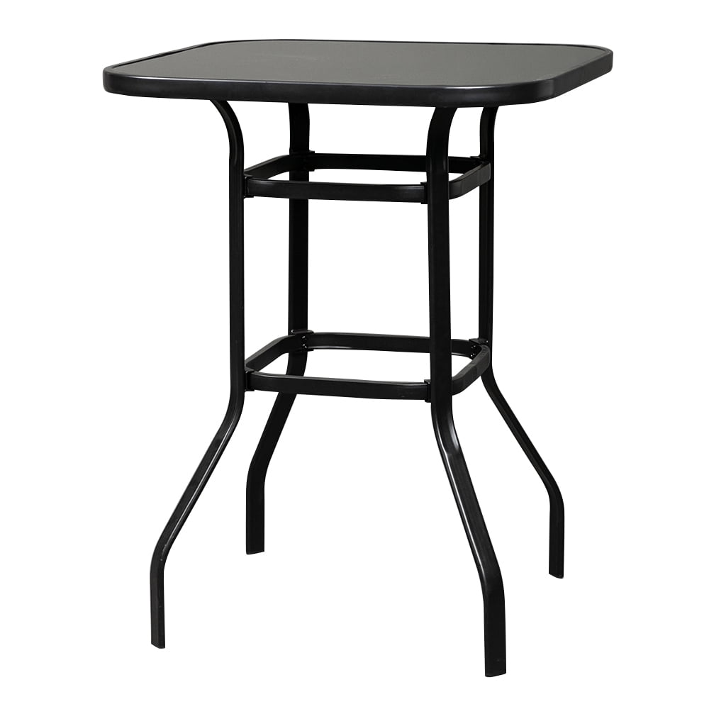 Hassch Patio Bistro Table Glass Bar Height Table for Lawns Poolside