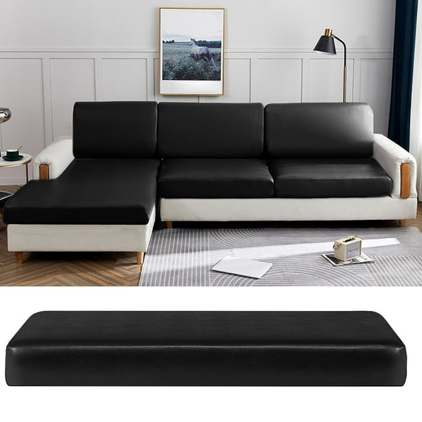 Funda de cojín de sofá de material cuero funda de cojín de sofá impermeable de Color sólido transpirable negro transpirable separado para sofá de dos plazas RV 3 plazas BLESIY Fundas de cojines