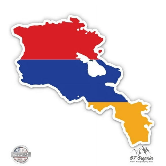 Armenia Map Flag Country Shape - 3" Vinyl Sticker - For Car Laptop I-Pad Phone Helmet Hard Hat - Waterproof Decal