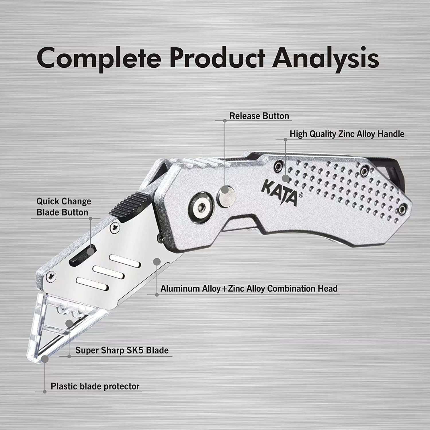3-Pack Heavy Duty Box Cutter Folding Utility Knife With Zinc Alloy Body, Quick Change Blades, Lock-Back Design, Extra 12pc Blades For Cartons, Cardboard and Boxes