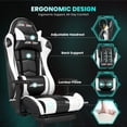 thumbnail image 4 of JONPONY Big and Tall 500LBS Gaming Chair, 3D Armrests Gamer Chair PU Leather with Footrest and Lumbar Support, Ergonomic Design, High Back Game Chair Support Long Sitting, White Computer Chair, 4 of 9