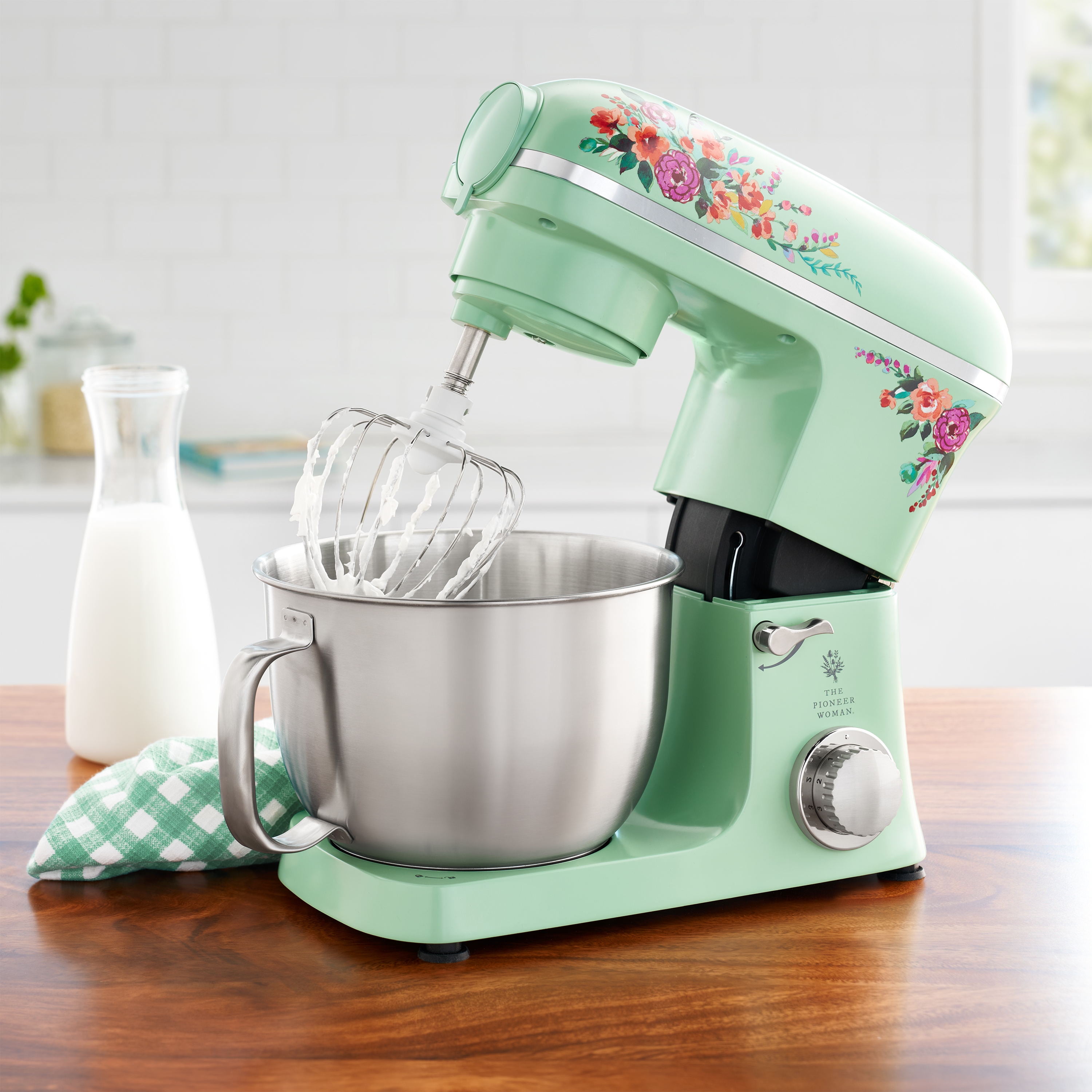 The Pioneer Woman 5 Quart 600W 6-Speed Professional Stand Mixer with Beater, Dough Hook and Whisk-Painted Meadow