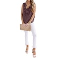 thumbnail image 5 of QAFOPEH Women V Neck Sleeveless Ruffled Stitching Button Dot Crochet Top, 5 of 5