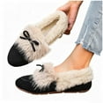 thumbnail image 6 of Xfvqtps Womens Fleece Lined Loafers Winter Flat Shoes Casual Comfortable Warm Bow Detail Slip on Everyday Wear Black, 6 of 9