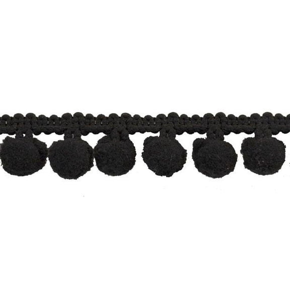 Belagio 1.25" Wide x 10 Yards, Pom Trim, 1 Bolt, Black