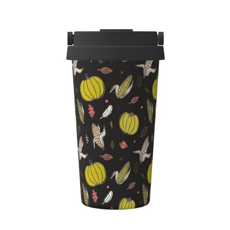 

Goofa yellow Pumpkin Corn for Insulated Travel Coffee Mug Spill Proof Leak Proof 16 OZCoffee Tumbler Reusable Coffee Cups with Lids Thermos for Hot and Cold Drink