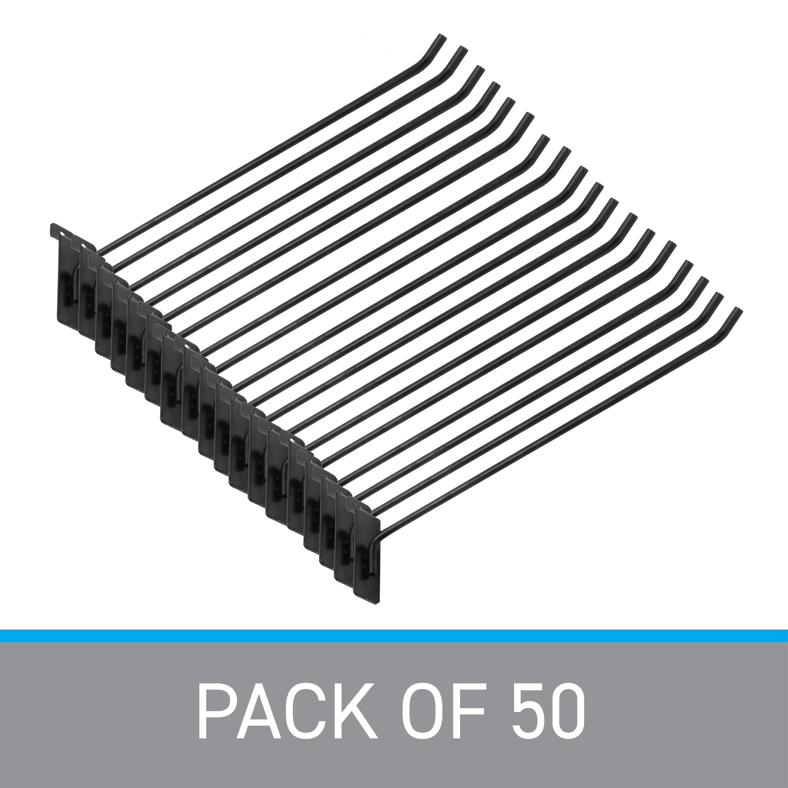 SSWBasics 12 inch Black Peg Hook for Slatwall - Pack of 50 - Metal Display Hooks for 3” on Center Slatwall