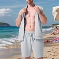 thumbnail image 2 of Mrmaere Men's Collared Button Down Shirt and Shorts Set Short Sleeve 2 Piece Lightweight for Beach Vacation Gray XXXL, 2 of 5