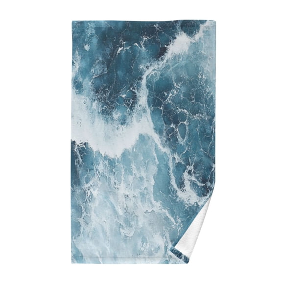 Pure Cotton Face Towel 16x28 Inches Hand Towel Bath Towel Hand Bath Towels Soft Good Water Absorption for Washing Face Wiping Face Pretty Blue Ocean Pattern