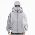 thumbnail image 2 of Towmus Christmas Sweatshirts for Women Balaclava Hoodie Double Hooded Full Zip UP with Built-In Eye Mask, 2 of 4