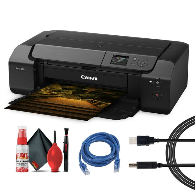Canon PIXMA PRO-200S Wireless Photo Printer | 13-Inch Borderless Printing | 8-Color Dye Ink for Photographers & Designers (6875C002) + More (International Model)
