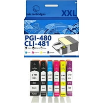 PGI-480XXL CLI-481XXL PGI 480 CLI 481 Ink Cartridges Compatible for Canon TS704 TR7540 8540 TS6140 8270 9170 9540 Inkjet Printers, Leak-Proof Design Crisp Printing