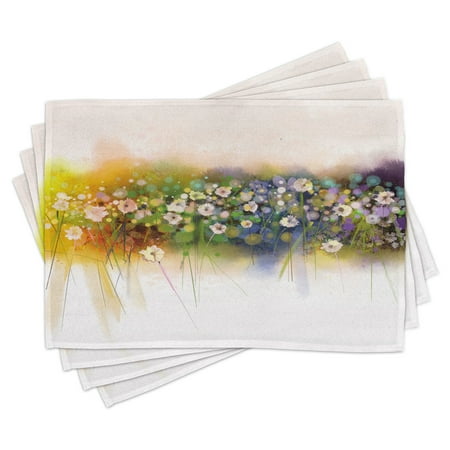 

Flower Placemats Set of 4 Vogue Display Wisteria Violets Wreath Fragrant Plants Herbs Spring Season Artsy Washable Fabric Place Mats for Dining Room Kitchen Table Decor Multicolor by Ambesonne