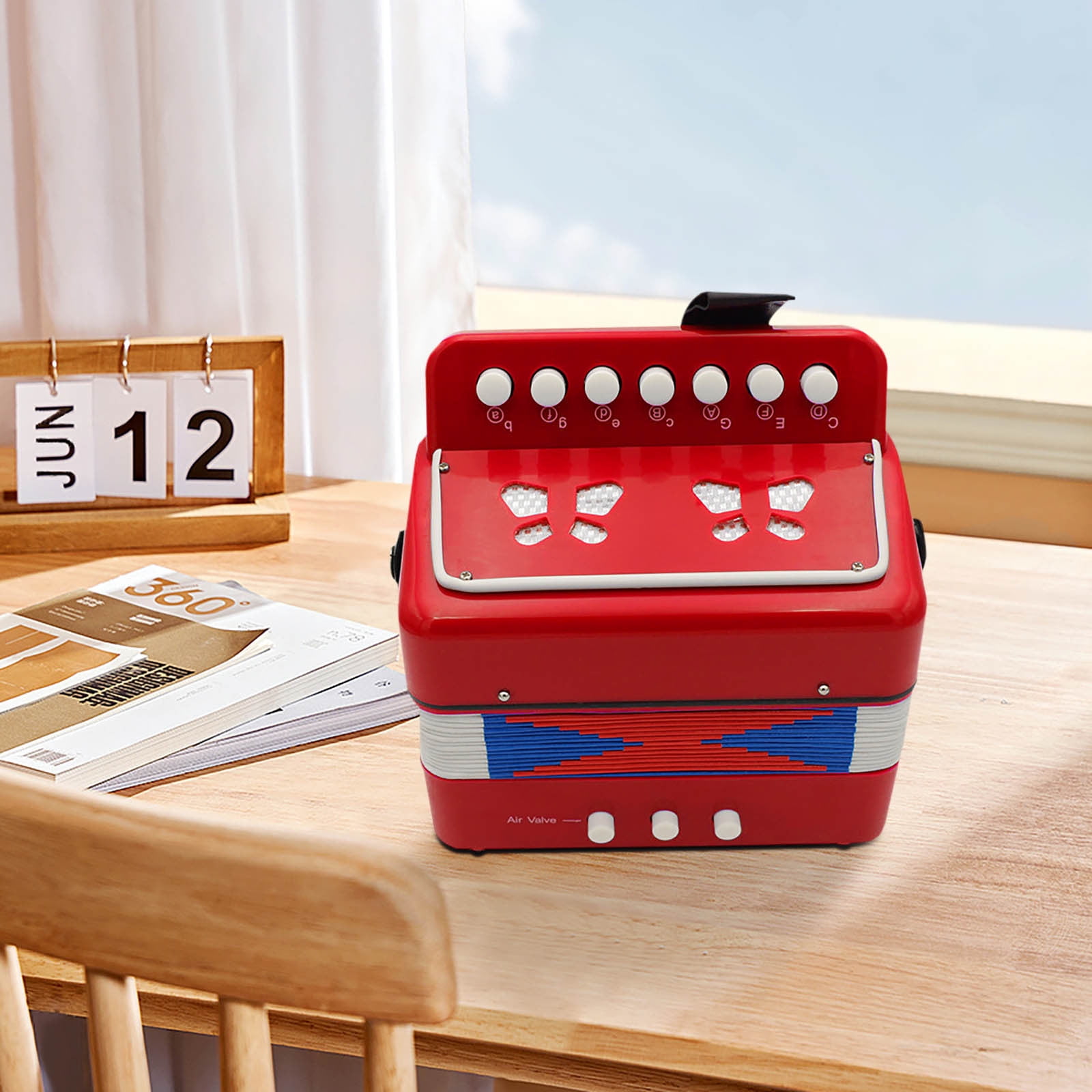 COM1950s Acordeones Para Adultos- Kids Accordion,Childrens Hexagonal Accordion Pushbutton Accordion 10 Keys with Shoulder Strap Pull Accordion Musical Instrument Beginner for Adults and 3+Years Kids