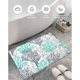 thumbnail image 5 of Shag Bath Rugs Coastal Coral Summer Ocean Nautical Plush Soft Fluffy Doormat Floor Carpet,Non-Slip Living Room Bedroom Kitchen Entryway Door Mats Navy Blue Gray Teal, 5 of 6