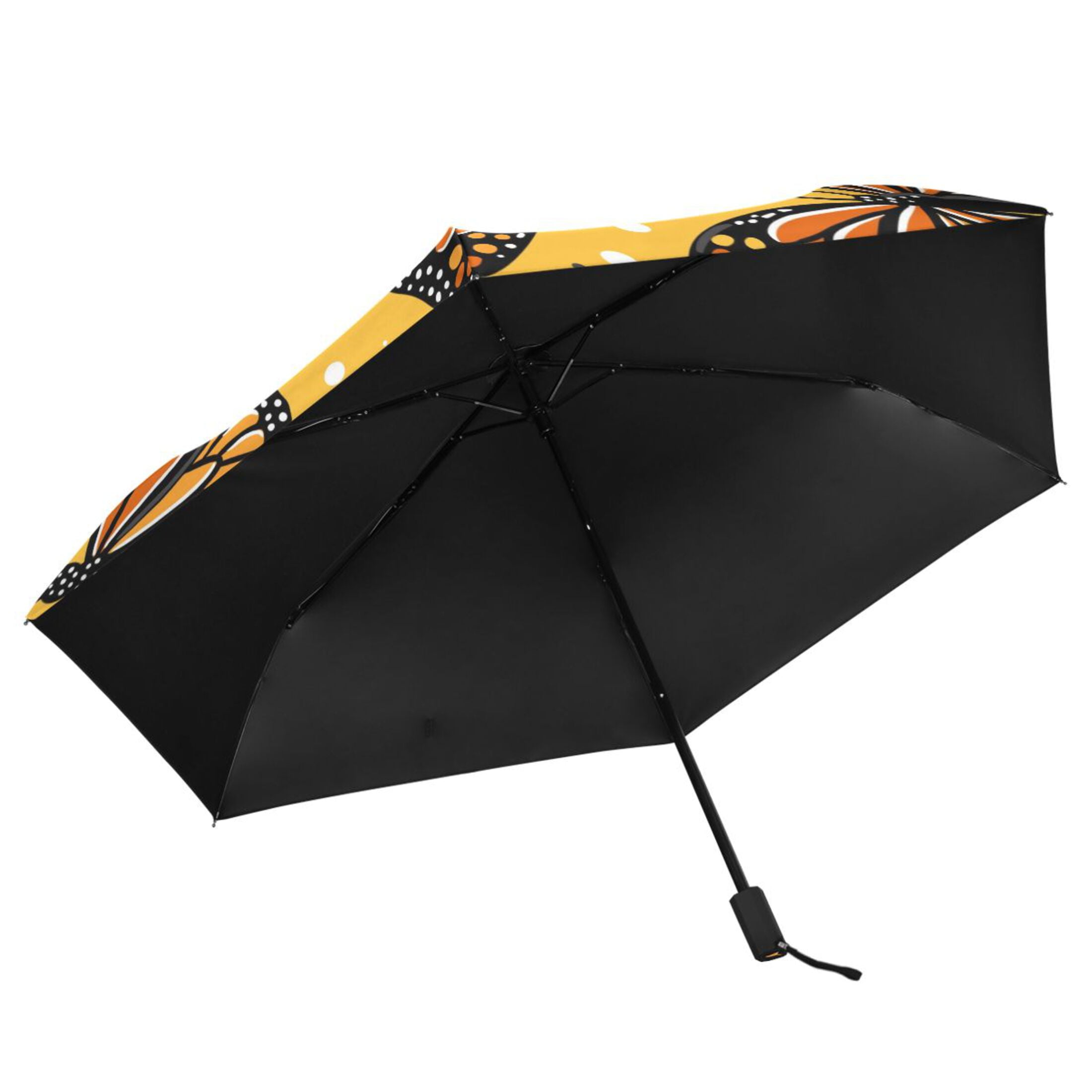 Monarch Butterflies Compact Folding Umbrella for Rain Windproof Travel Umbrella UPF 50+ Lightweight Packable Arc Size