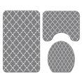 thumbnail image 1 of PATIO 3PCS/Set Non Slip 3D Digital Printing Carpet Mat Combination Bathroom Toilet Mat Polyester Fiber Home Decoration Bathroom Accessories, 1 of 5