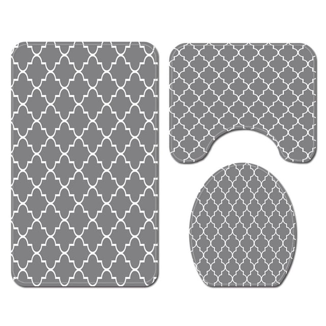 PATIO 3PCS/Set Non Slip 3D Digital Printing Carpet Mat Combination Bathroom Toilet Mat Polyester Fiber Home Decoration Bathroom Accessories