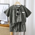 thumbnail image 3 of LIIPEE Summer Outfits For Boys Casual Solid Color Ripped Hole Short Sleeve Tees And Shorts 2 Piece Set Kids Breathable Comfortable Fashion Outfit Sets,7-8 Years, 3 of 3