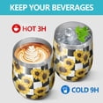 thumbnail image 4 of 12oz Stemless Wine Tumblers Black White Checker Sunflower Pattern Vacuum Insulated Stainless Steel Travel Tumbler Cups Mug with Lid and Straw for Champaign,Cocktail,Beer with Cleaning Brush, 4 of 5