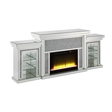 Modern Mirrored & Faux Diamonds Fireplace by Acme Noralie AC00524-3pcs