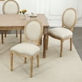 thumbnail image 2 of uhomepro French Country Dining Chairs (Set of 2), Upholstered Back Side Chair, Farmhouse Fabric Chairs with Round Back, Solid Wood Legs, Accent Side Chairs for Kitchen Bedroom, Linen Beige, 2 of 7
