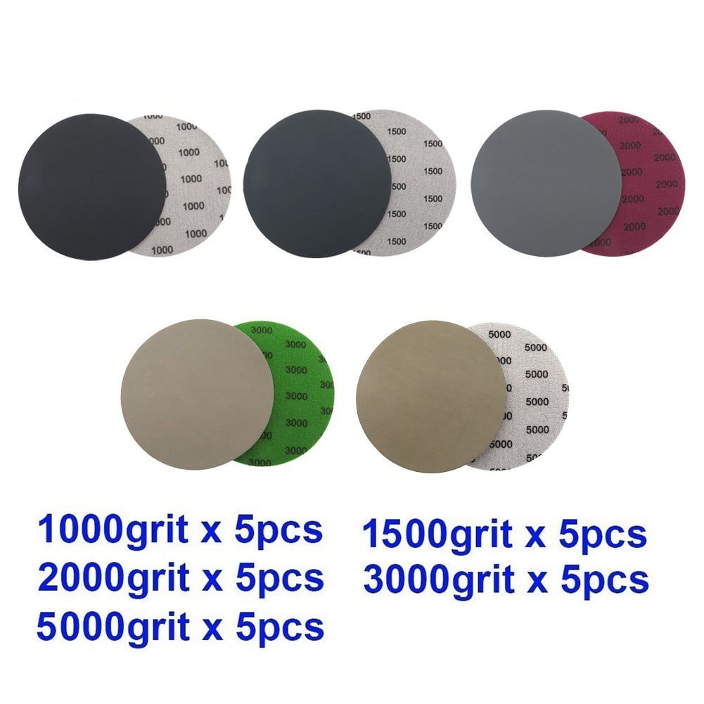 30Pcs/Set Wet And Dry Sanding Discs 5 Inch Hook& Loop Sandpaper 1000-5000 Grit
