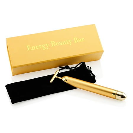 24 karat gold Beauty Bar Golden Skin Care Lift Anti-Aging Facial Massage Platinum Pulse Roller Massager - Gold