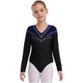 thumbnail image 6 of renvena Big Girls V Neck Ballet Gymnastics Leotards Sparkle Diamond Athletic Dance Bodysuits, 6 of 7