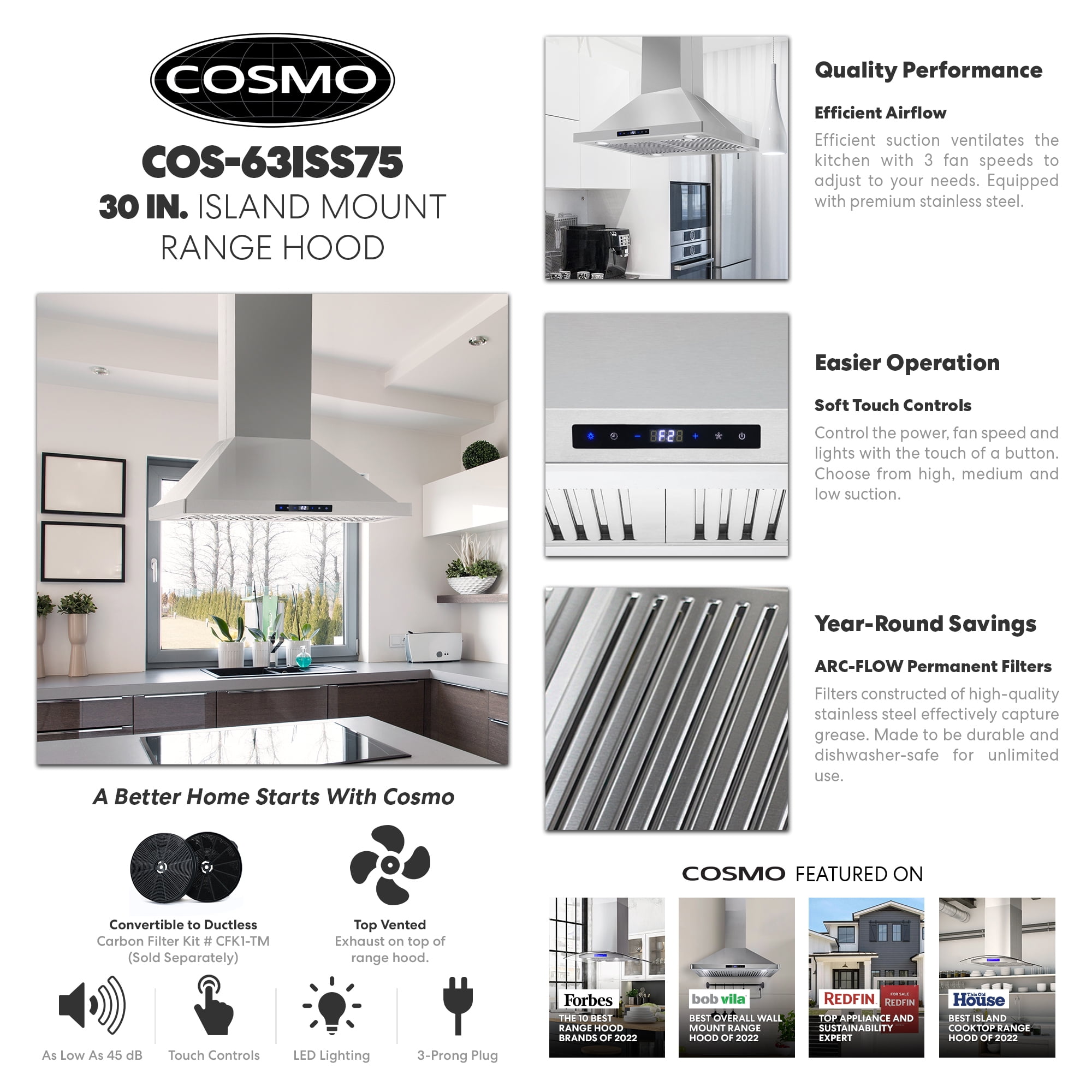 Cosmo island deals mount range hood