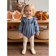 thumbnail image 3 of Cjfdfy Newborn Baby Girl Denim Fall Outfit Romper Ruffle Long Sleeve Button Closure Solid Fall Bodysuit Infant Girl Cute Denim Romper Baby Cowgirl Outfits Casual Fall Winter Clothes, 3 of 9