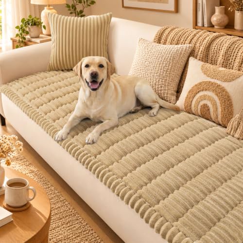 Smiry Couch Covers 2 Cushion Couch for Dogs Washable, Non Slip Couch Cover for Sofa, Pet Sofa Cover Protector, Camel, 27.6" x 59"