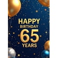 thumbnail image 4 of LUUFILx Golden Blue 65th Birthday Banner Backdrop Balloons Celebration Photography Props Party Supplies Decorations Background Happy Birthday Decors, 4 of 8