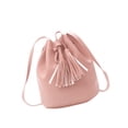 thumbnail image 2 of Bucket Bag Bolso de hombro de piel sintética para mujer, color sólido, con borlas, cordón, bandolera, rosa Scienceny  AP000970-04, 2 of 7