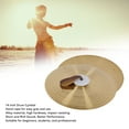 thumbnail image 3 of Drum Cymbal Set, Alloy Cymbals Convenient Use 1 Pair 14 Inch Hand Strap Design Traditional Look  for Live Stage, 3 of 7