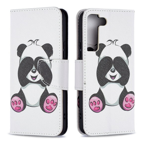 Designed for Samsung Galaxy S22 Plus 5G, Allytech Wallet PU Leather Card Slots Kickstand Flip Case Impact Resistant Protective Magnetic Closure Case for Galaxy S22 Plus 6.7", Cute Panda
